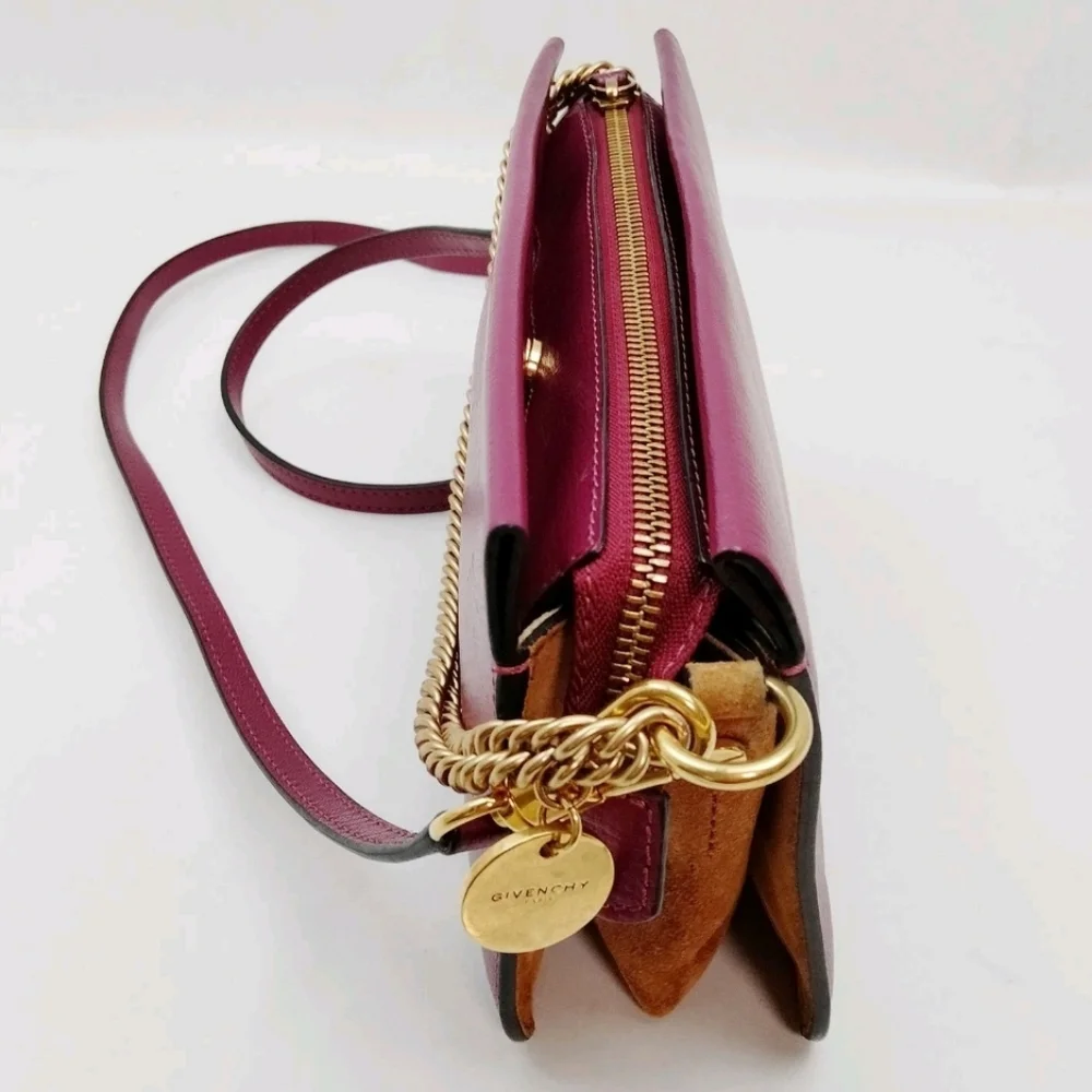 Givenchy Goatskin Suede Cross 3 Crossbody Bag Purple Chestnut - Picture 3 of 9